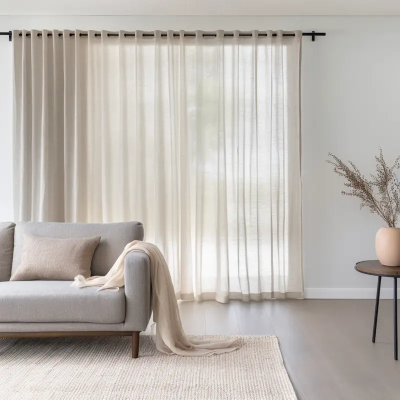 Natural Linen Sheer in villa living room