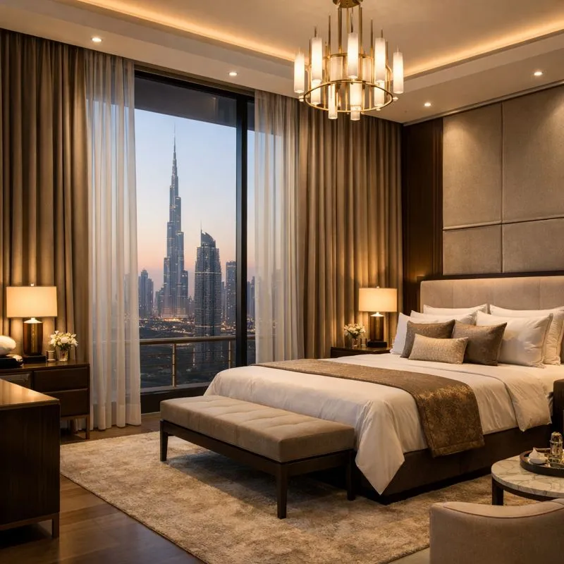 Smart Motorized bedroom Curtains with custom furniture