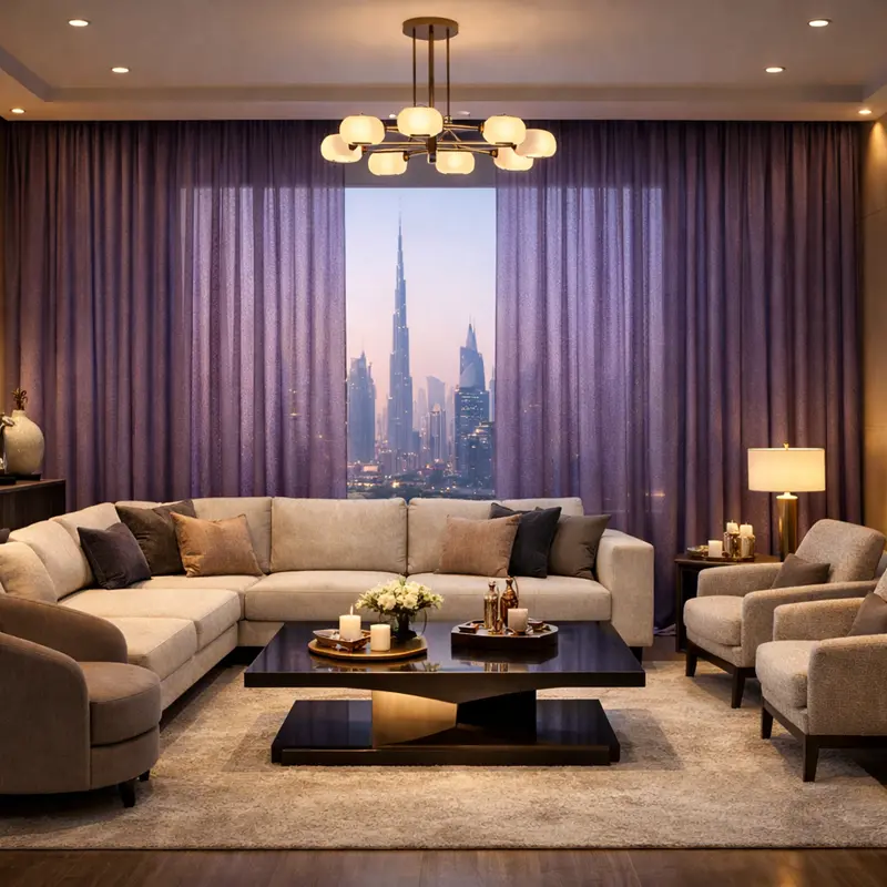 buy living room linen curtain in dubai
