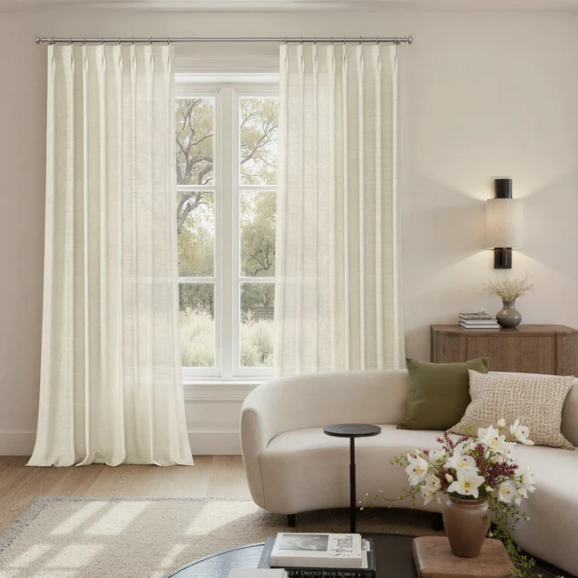 pale yellow sheer curtain