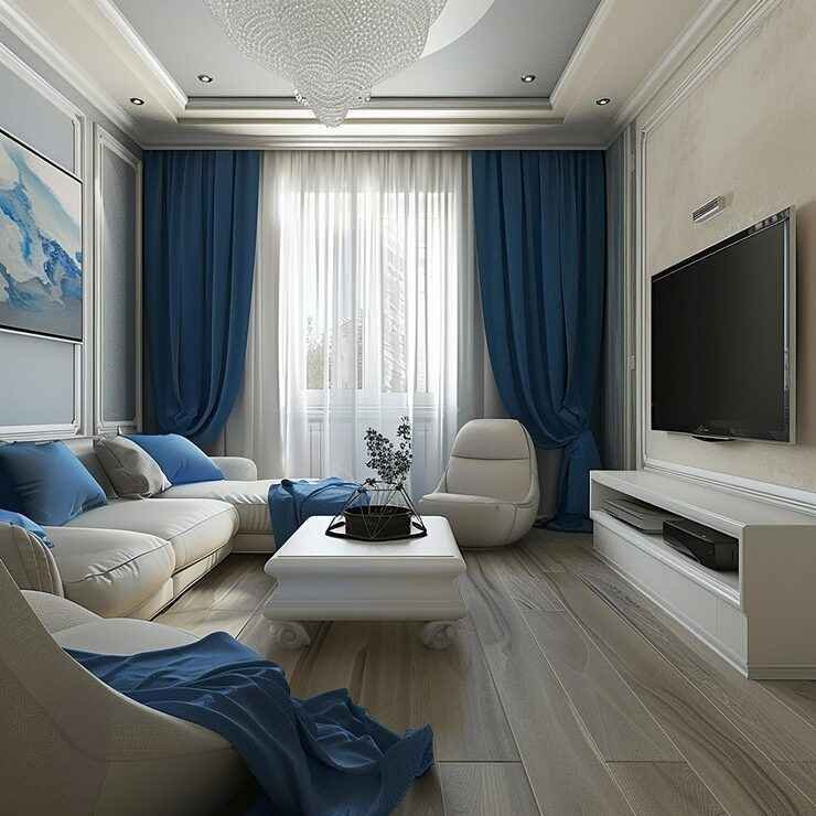 home-interior with wave curtain