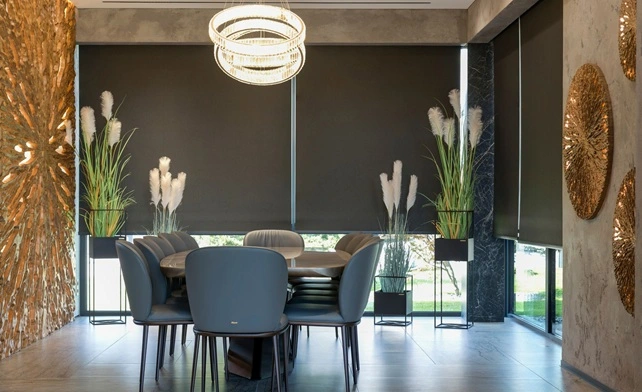 blackout blinds in luxury dinning area