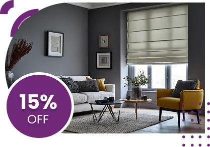 living room Custom Roman Shades in Dubai