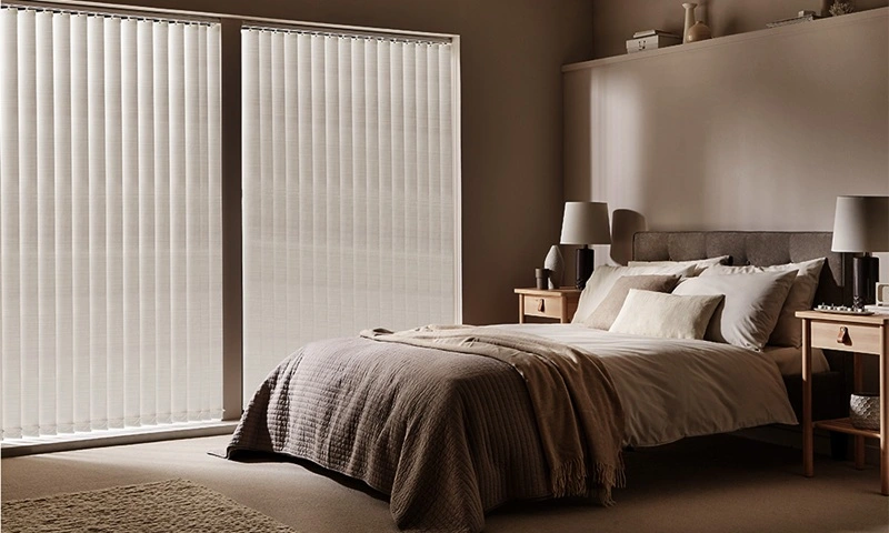 stylish bedroom vertical blinds
