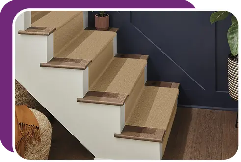 neutral-colored stair carpet runner installed