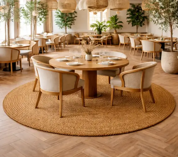 round carpet in restaurant