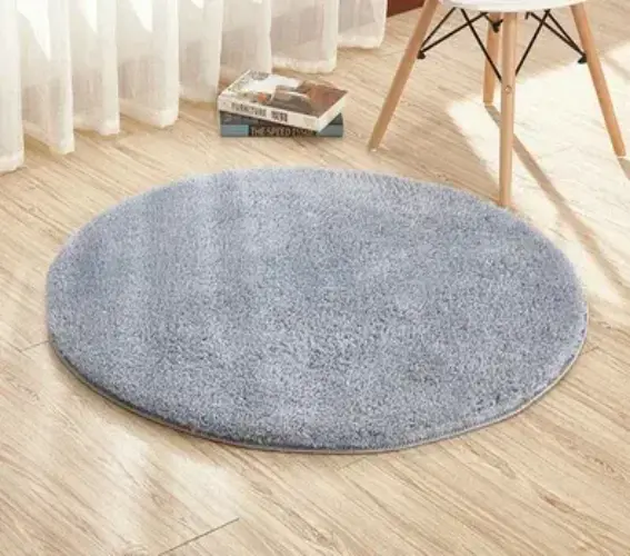 Grey solid round rug