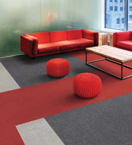 neutral gray and red floor tiles