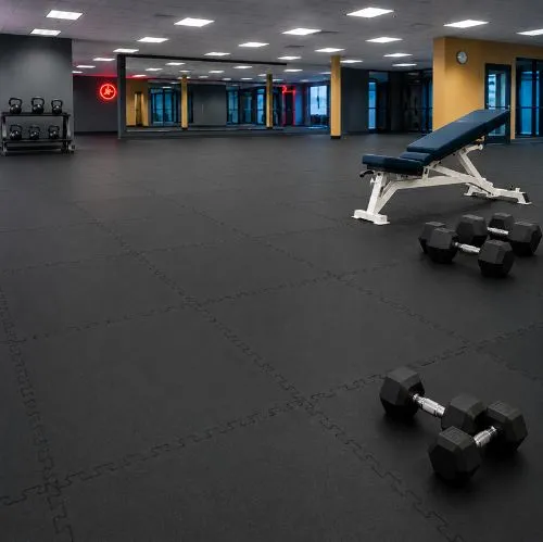 ( Gym Floor Interlocking Mat, Black - 17mm ) ZS