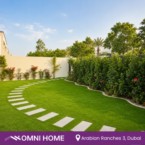 Artificial grass installation at Arabian Ranches, Dubai
