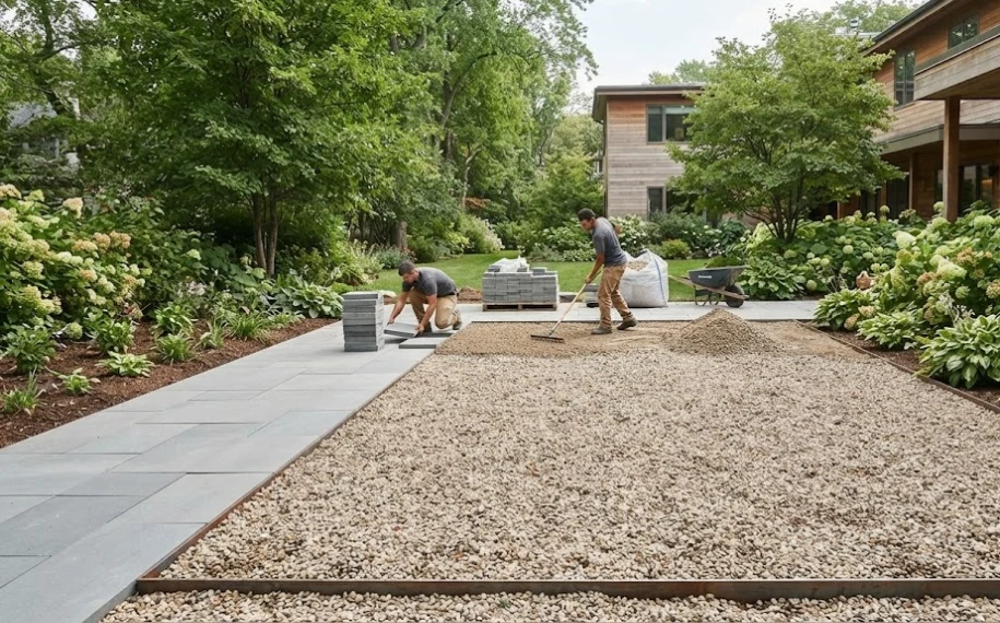 Lay a Pea Gravel or Paver Patio