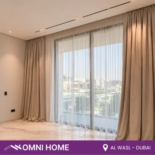 blackout and sheer curtain isntallation at Al Wasal