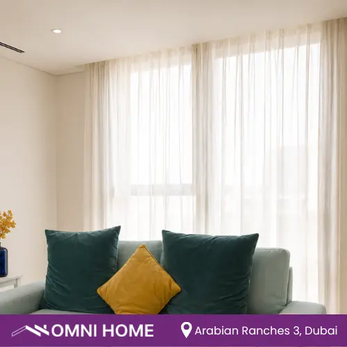 sheer curtains installation at Arabian Ranches, Dubai