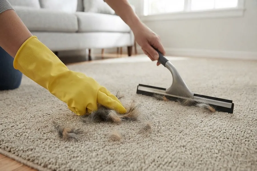 Loosen the Hair With a Rubber Glove or Squeegee